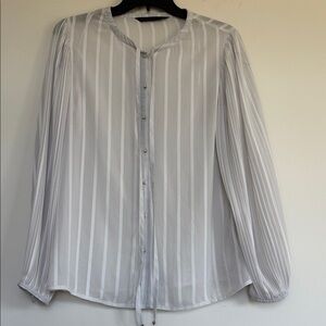 Zara White Striped Button-Up Blouse